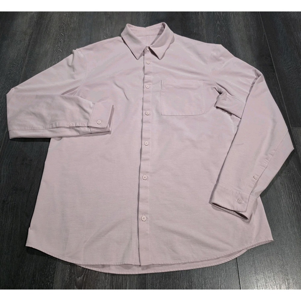 Lululemon Commission Shirt Men L Mauve Pink Stretch Preppy Pocket Smart Tech